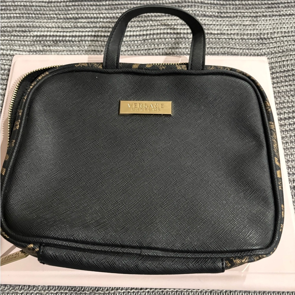 Versace Black and Gold Logo Bag